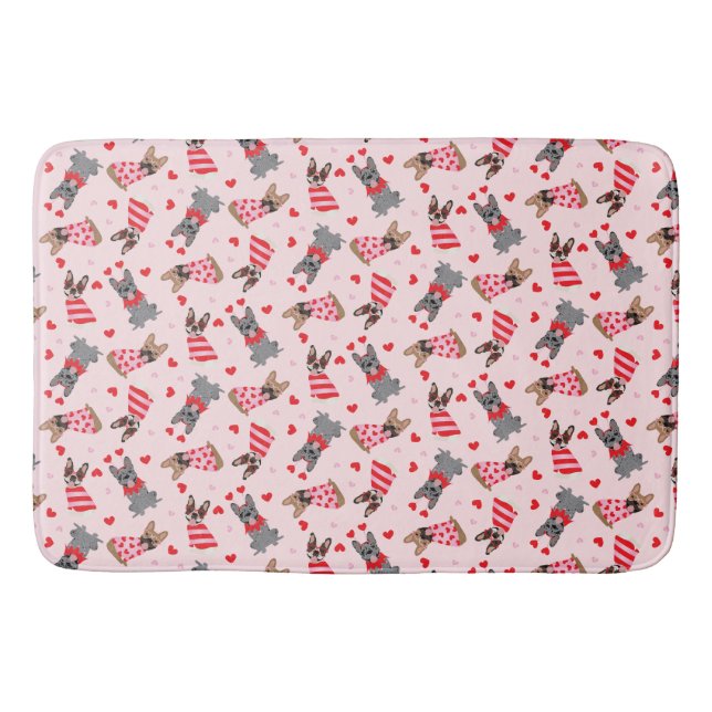 Valentine French Bulldogs Badematte (Vorderseite)
