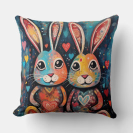 Valentine Friends Bunnies langes Herz Kissen