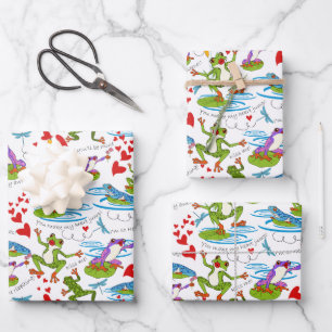 Valentine Frogs Wrapping Paper Sheet Geschenkpapier Set