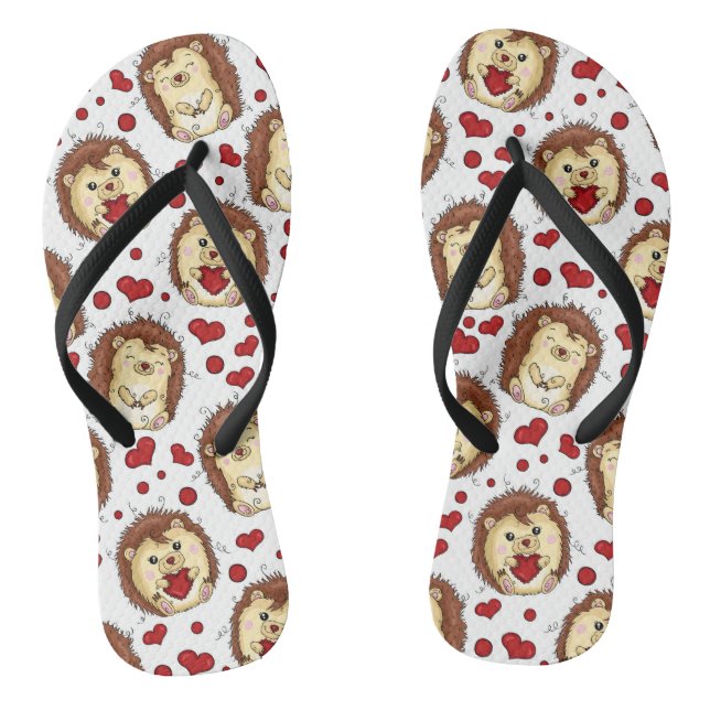 Valentine funny hedgehog flip flops (Fußbett)
