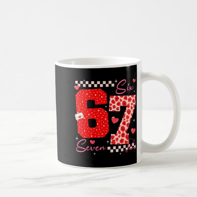 Valentine Funny Six Seven 6 7 Meme Slang Men Women Kaffeetasse (Rechts)