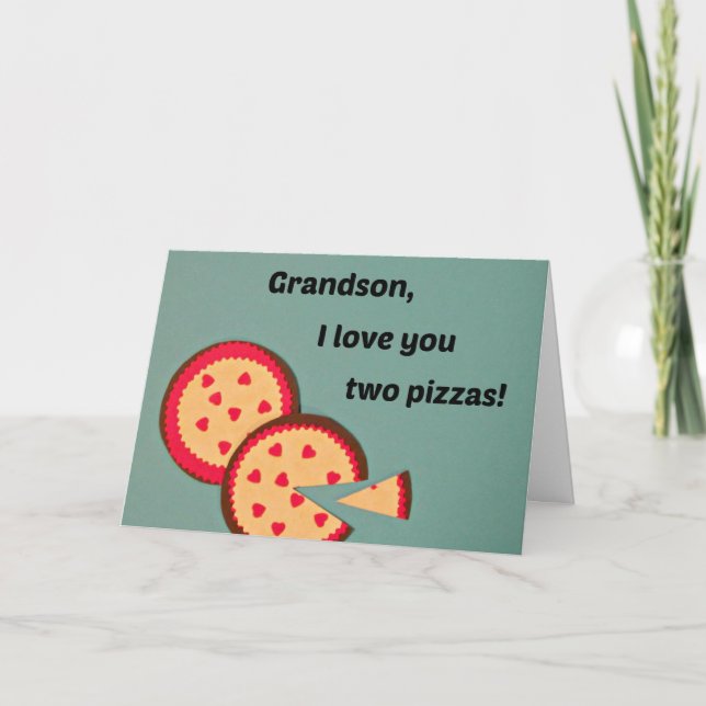 Valentine für Grandson - Pizza-Spaß Feiertagskarte (Vorderseite)