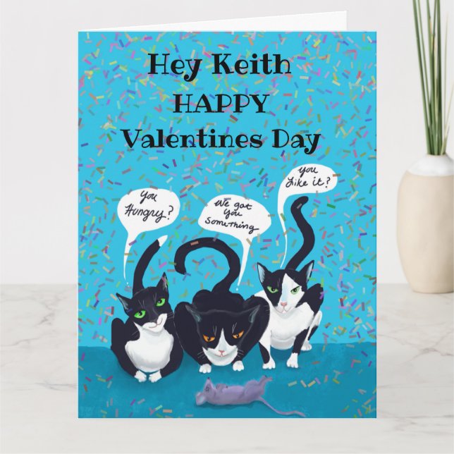 Valentine für ihn von Katzen Karte (Vorderseite)