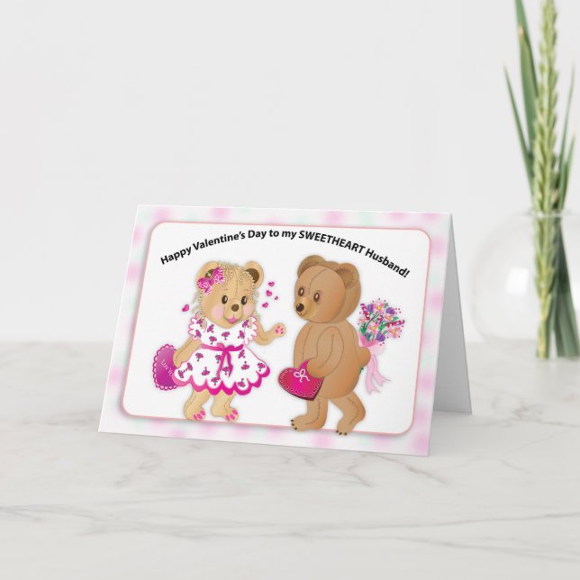 Valentine für meinen Mann, zwei Teddy Bears Card Karte (Vorderseite)