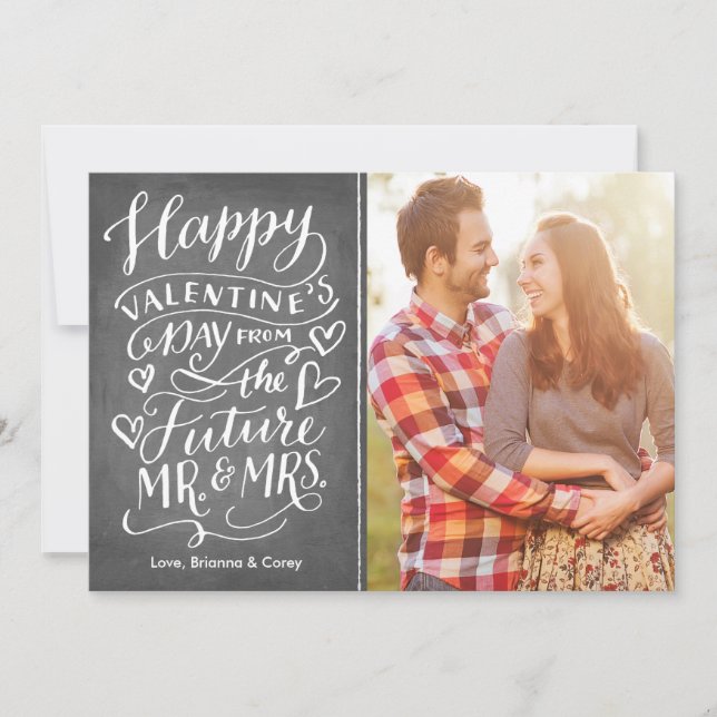 Valentine Future Herr und Frau Foto Save the Date (Vorderseite)