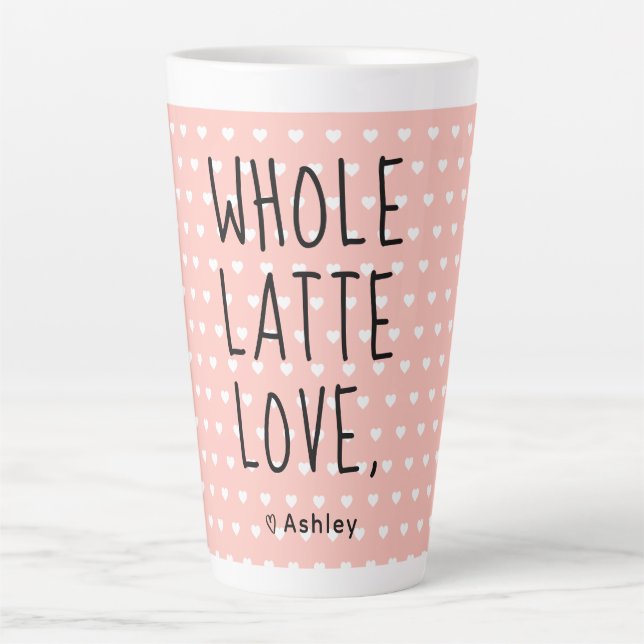 Valentine Ganz Latte Liebe Schwarzes Script Rosa Milchtasse (Vorderseite)