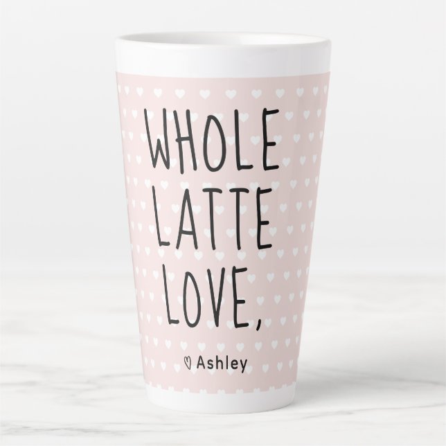 Valentine Ganz Latte Liebe Schwarzes Script Rosa Milchtasse (Vorderseite)