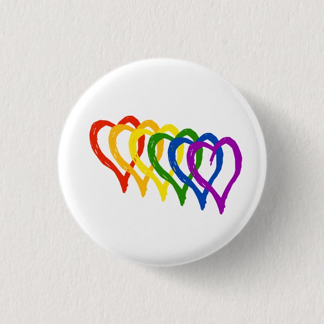 Valentine Gay Pride Rainbow Lagen Herz Button (Vorderseite)