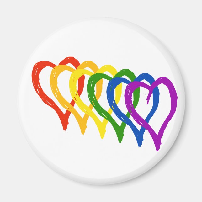 Valentine Gay Pride Rainbow Lagen Herz Magnet (Vorne)