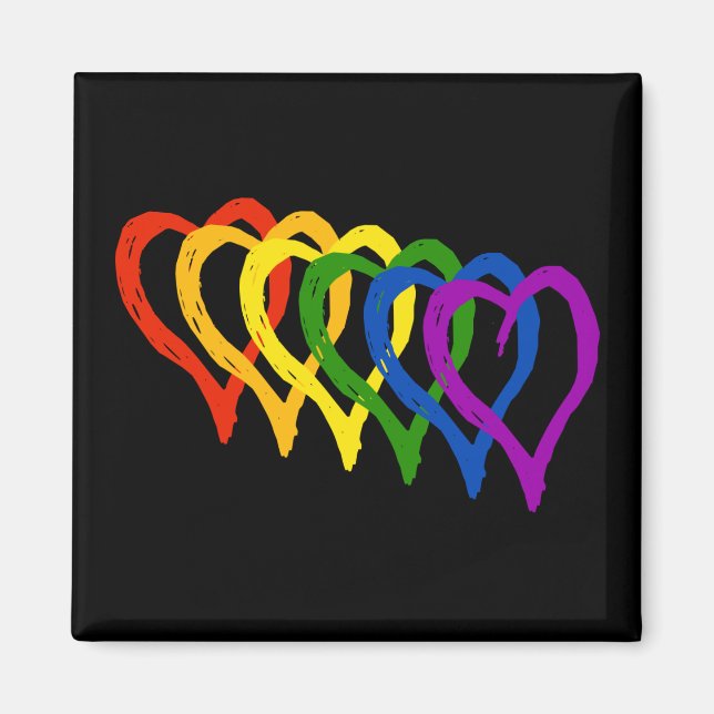 Valentine Gay Pride Rainbow Lagen Herz Magnet (Vorne)