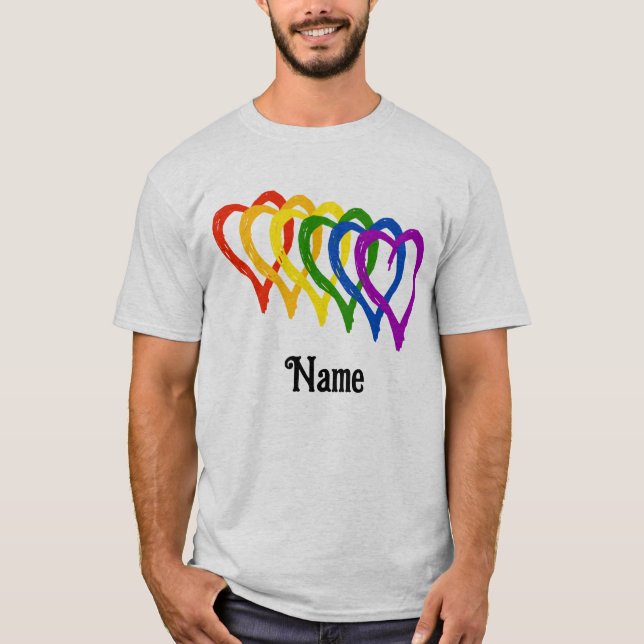Valentine Gay Pride Regenbogenfarben - individuell T-Shirt (Vorderseite)