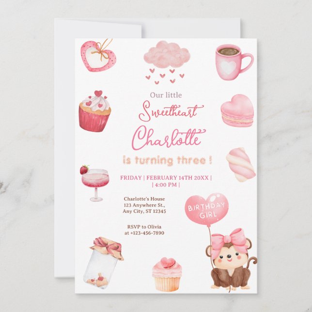 Valentine Geburtstagsparty Einladung (Vorderseite)