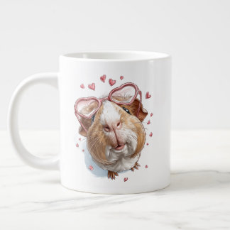 Valentine Gerbil Coffee Mug – Cute Heart Glasses Jumbo-Tasse