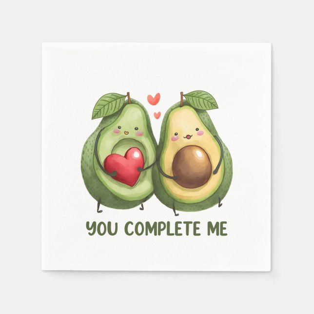 Valentine Geschenk Avocado Sie abgeschlossen Serviette (Vorderseite)