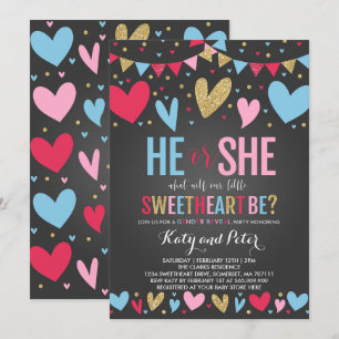 Valentine-Geschlecht decken Party auf, das Schatz Einladung