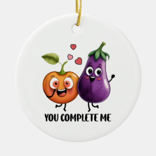 Valentine Gift Eggplant You Complete me Keramik Ornament