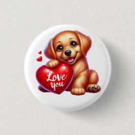 Valentine Gift - Goldenes Retriever Glühen Button