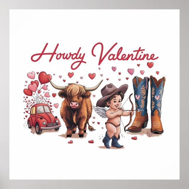 Valentine Gift | Howdy Valentine Poster (Vorne)