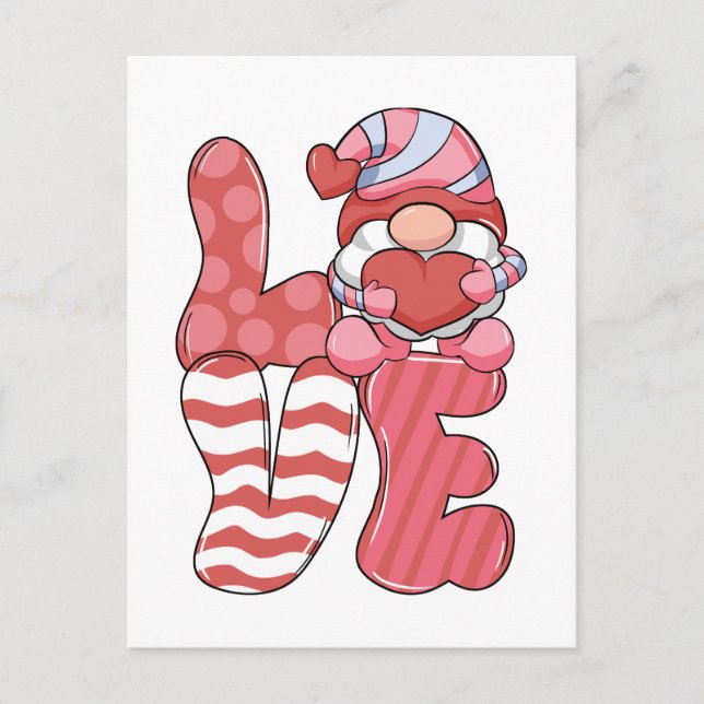 Valentine Gift | LIEBE Gnome Postkarte (Vorderseite)
