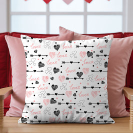Valentine Gift Pillow Sketch Heart I Love You Text Kissen