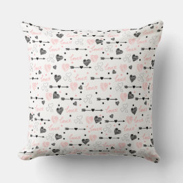 Valentine Gift Pillow Sketch Heart I Love You Text Kissen