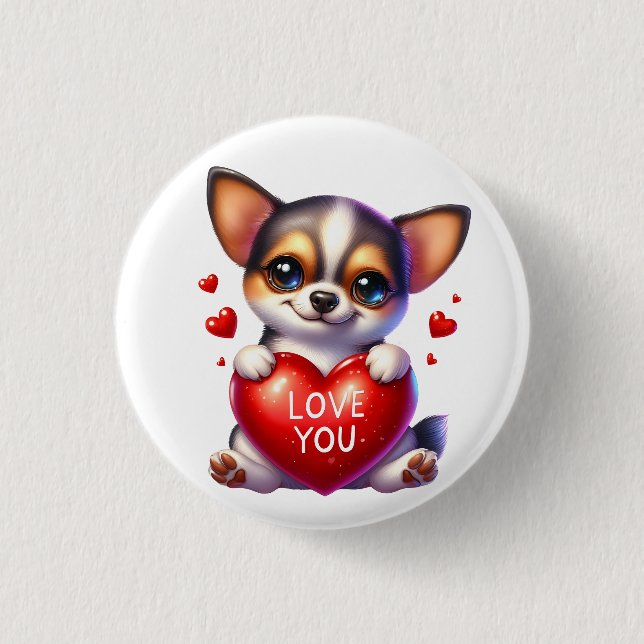 Valentine Gift - Tiny Treasures Chihuahua Button (Vorderseite)