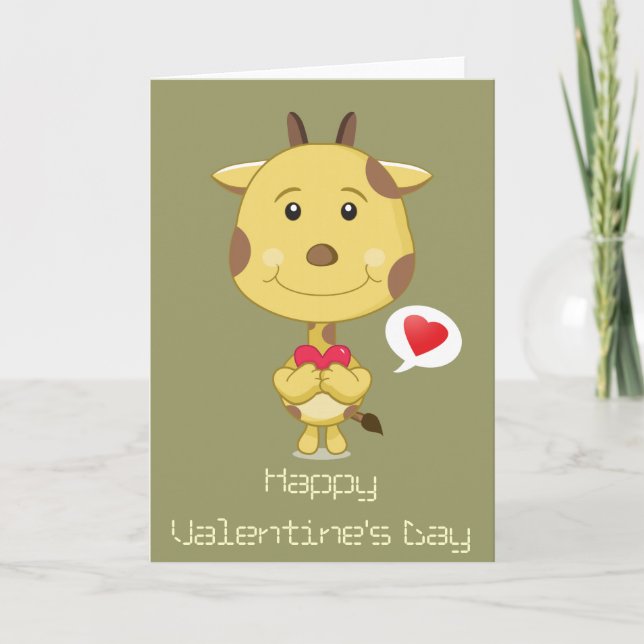 Valentine Giraffe Card Feiertagskarte (Vorderseite)
