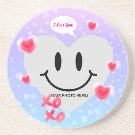 Valentine Glass Heart Balloon Bubblegum Couple Getränkeuntersetzer