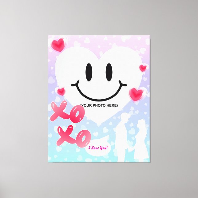 Valentine Glass Heart Balloon Bubblegum Couple Leinwanddruck (Vorderseite)