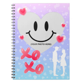 Valentine Glass Heart Balloon Bubblegum Couple Notizblock