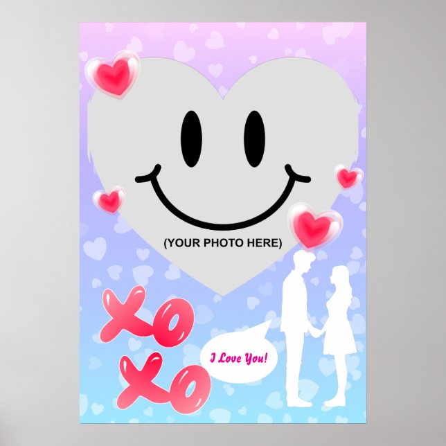Valentine Glass Heart Balloon Bubblegum Couple Poster (Vorne)