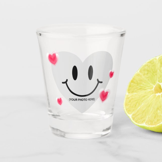 Valentine Glass Heart Balloon Bubblegum Couple Schnapsglas (Vorderseite)