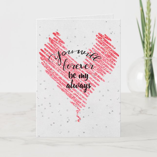 Valentine Glitzer Herzlich Willkommen beim Glückss Karte (Vorderseite)