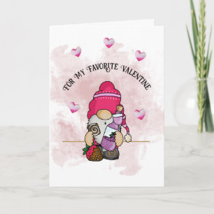 Valentine Gnome, 5 Zoll x 7 Zoll geklappte Grußkar Karte