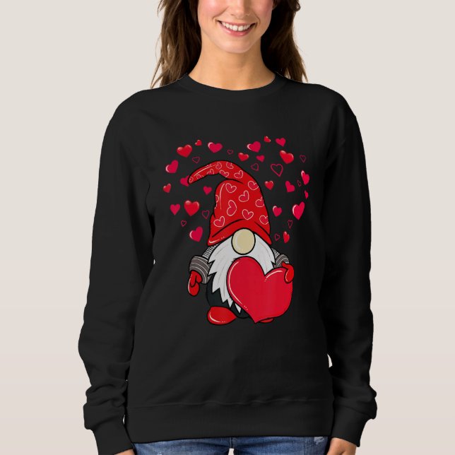 Valentine Gnome Love Heart Happy Valentines Day Wo Sweatshirt (Vorderseite)