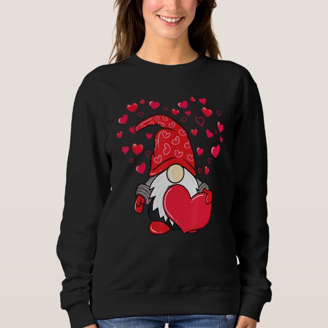 Valentine Gnome Love Heart Happy Valentines Day Wo Sweatshirt (Vorderseite)
