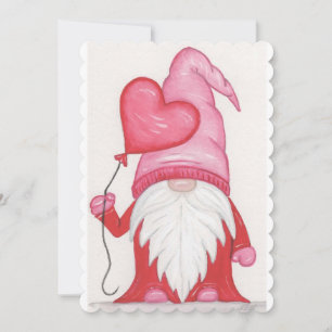 Valentine Gnome mit Herzballon Feiertagskarte