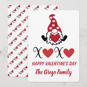 Valentine Gnome mit Hugs und Kisses Symbol Feiertagskarte