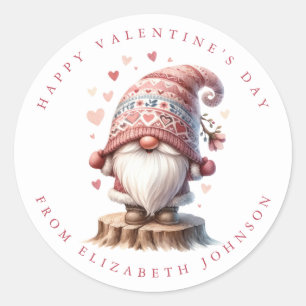 Valentine Gnome Personalisiert Name Round Stickers