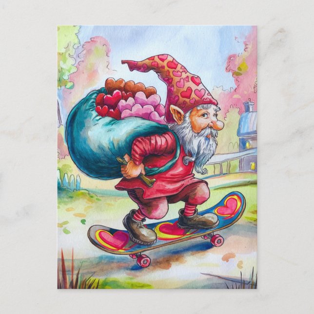Valentine Gnome Postkarte (Vorderseite)