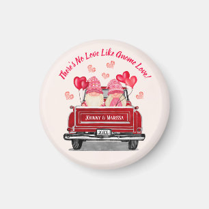 Valentine Gnome Vintag Red Truck Herz Magnet