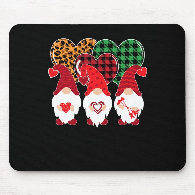 Valentine Gnomes Holding Heart Leopard Happy Valen Mousepad (Vorne)