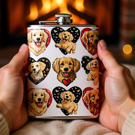 Valentine Golden Retriever Dog Flachmann