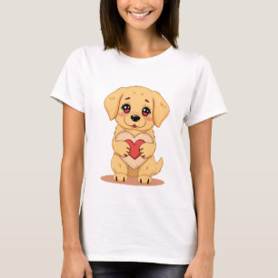 Valentine Golden Retriever Holding Herz T-Shirt