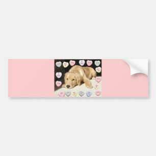 Valentine Golden Retriever Welppy Autoaufkleber