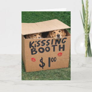 Valentine Golden Retrievers in Kissing Box Karte