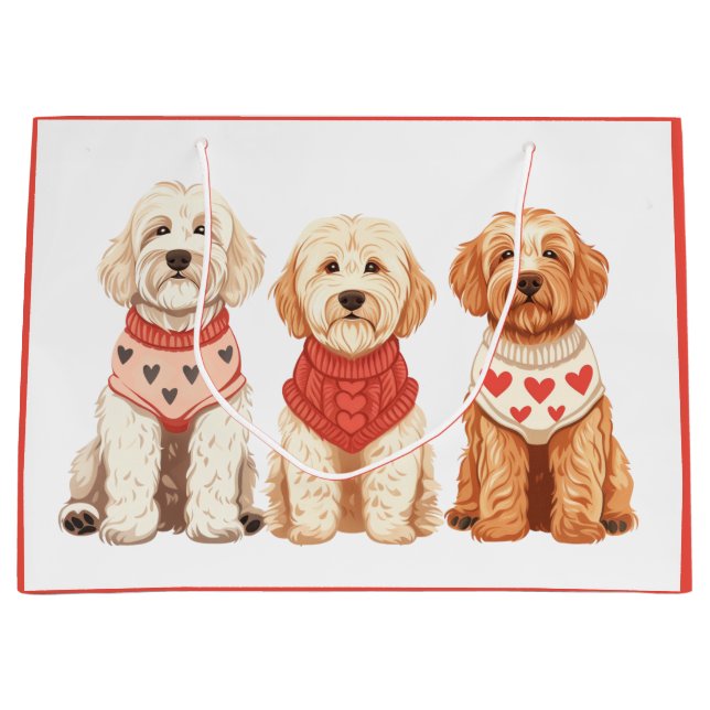 Valentine Goldendoodle Hunde Große Geschenktüte (Vorderseite)