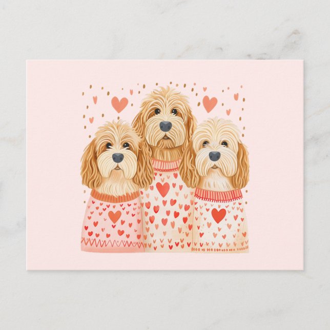 Valentine Goldendoodle Hunde Postkarte (Vorderseite)