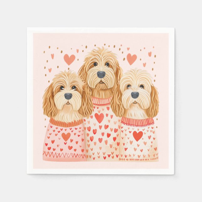Valentine Goldendoodle Hunde Serviette (Vorderseite)