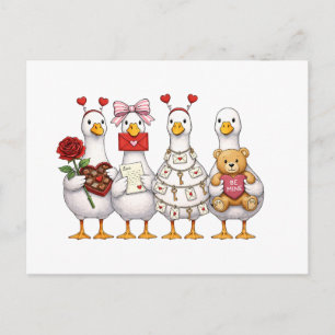 Valentine Goose , Pink Coquette Valentine Gans Postkarte